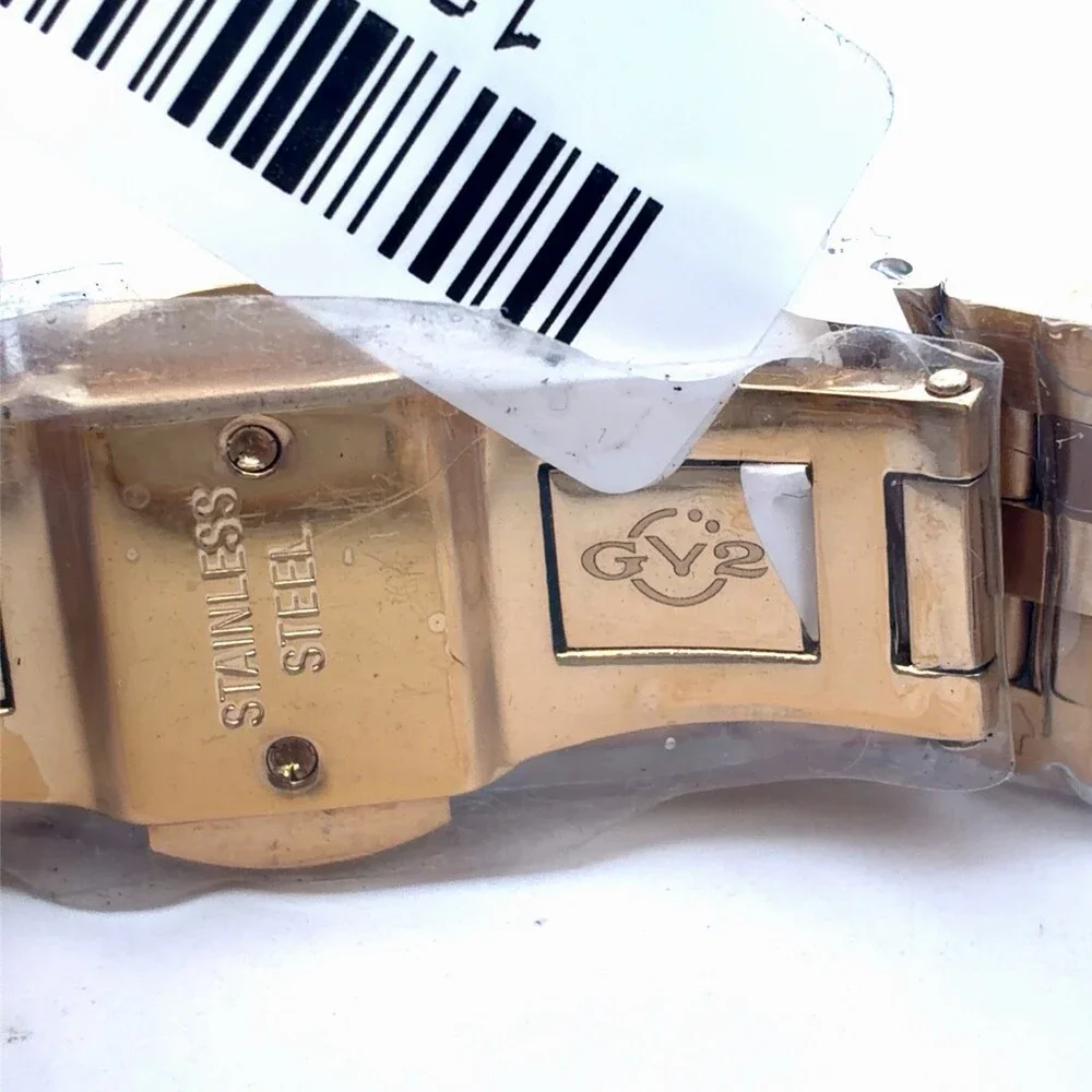 Gevril Milan Gold Plated Diamond Bezel Quartz White Dial 12112B Ladies Watch